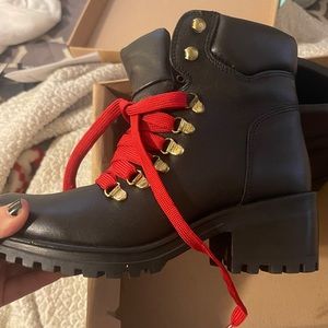 steve madden red lace up booties